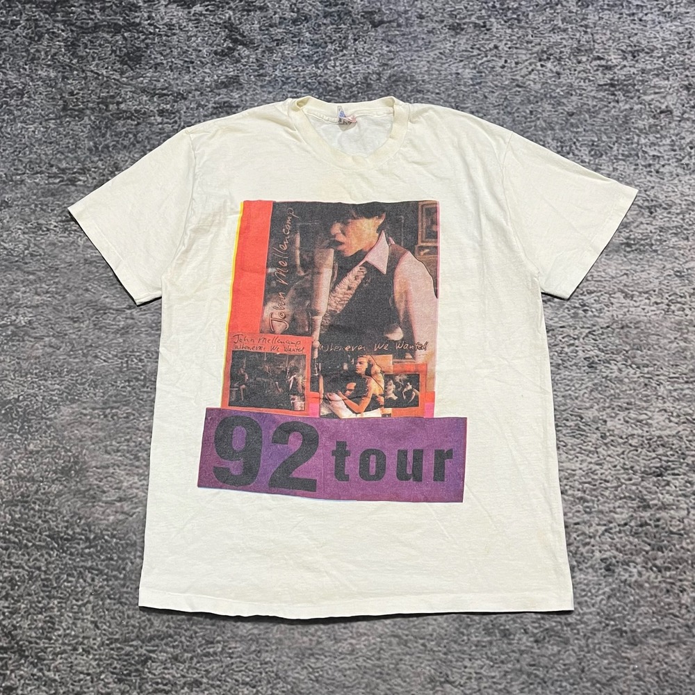 Vintage John Mellencamp Rock In The USA 1992 Tour T Shirt Mens Large White